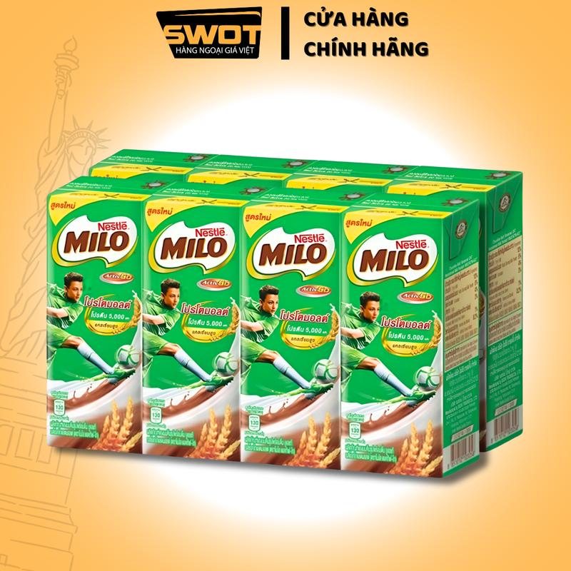 Lốc 8 hộp Sữa nước Milo Thái Lan 165ml, Sữa uống Nestle Milo Milk Thái thơm ngon tuyệt vị, giàu dinh dưỡng - SWOT