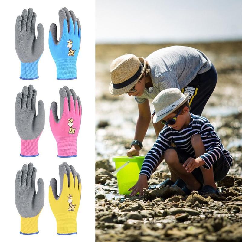 Product Introduction of Tool Pink Blue Yellow Kids Work Gloves Cartoon Animal Multi-purpose Camping Protective Gloves Safety Thickening Gardening Glove 2~12 Year Old 10