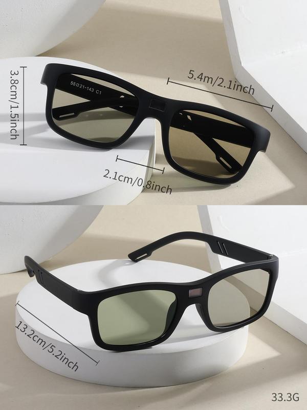 Unisex Simple Style Smart Photochromic Sunglasses (1 Pair), Trendy Casual Square Frame Sunglasses for Everyday Use, Fashion Accessories for Outdoor Activities 1
