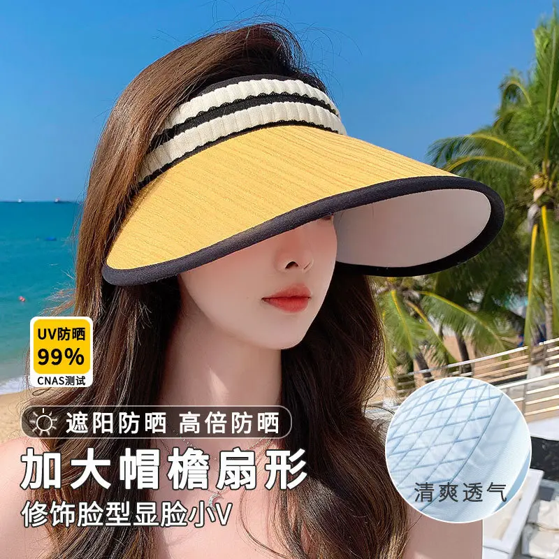 Mũ Chống Nắng, Thời Trang Mùa Hè, Dễ Phối Đồ, Sành Điệu, Hở Đầu, Chống Nắng, Thường Ngày, Cầm Tay Và Có Thể Gập Lại Vành Lớn, Che Mặt, Dành Cho Nữ 1