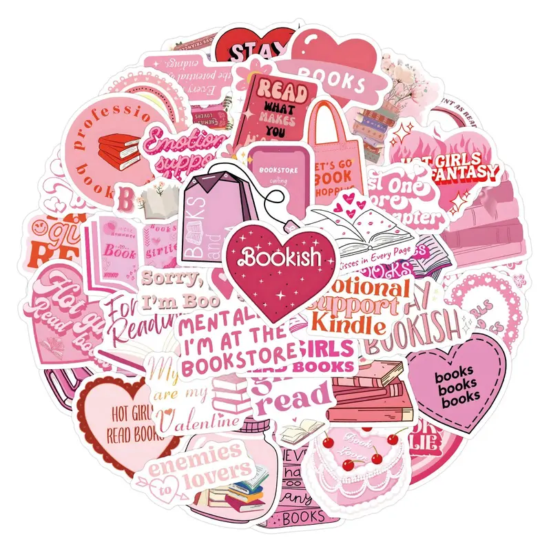 Cartoon Reading Book Pattern Car Sticker, Waterproof Self Adhesive Decor Paper, Car Decor Sticker for Gift Greeting Card Water Bottle Laptop Phone 2