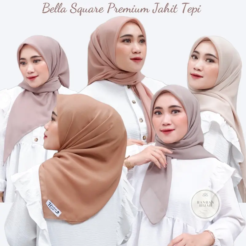 Hanhan Hijab - (100K Get 5) Bella Square Premium Jahit Tepi (Segiempat Bella Premium Jahit Tepi) 0