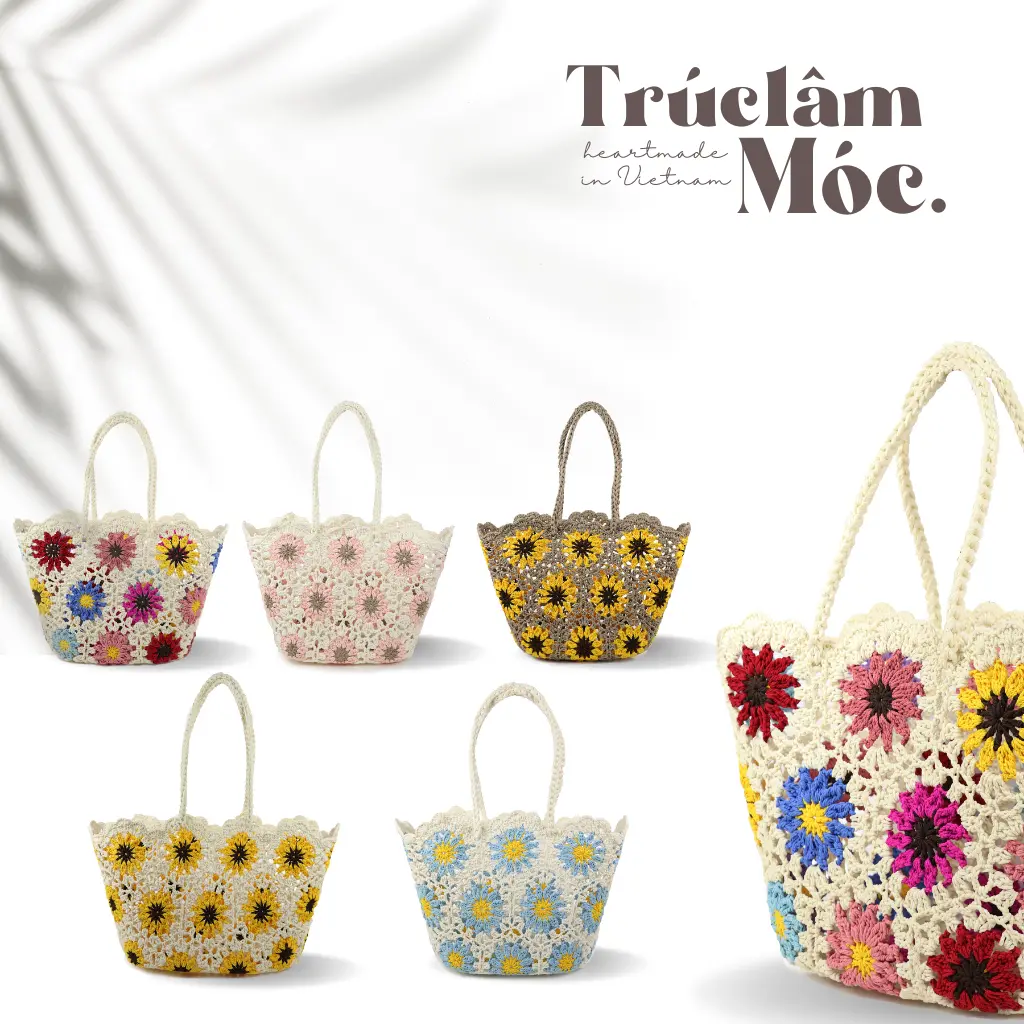 Túi Cói Sợi Cotton Cao Cấp Thời Trang Nữ Đan Móc Bện Thủ Công Nghệ Thuật Đi Biển Du Lịch Trúc Lâm Handmade