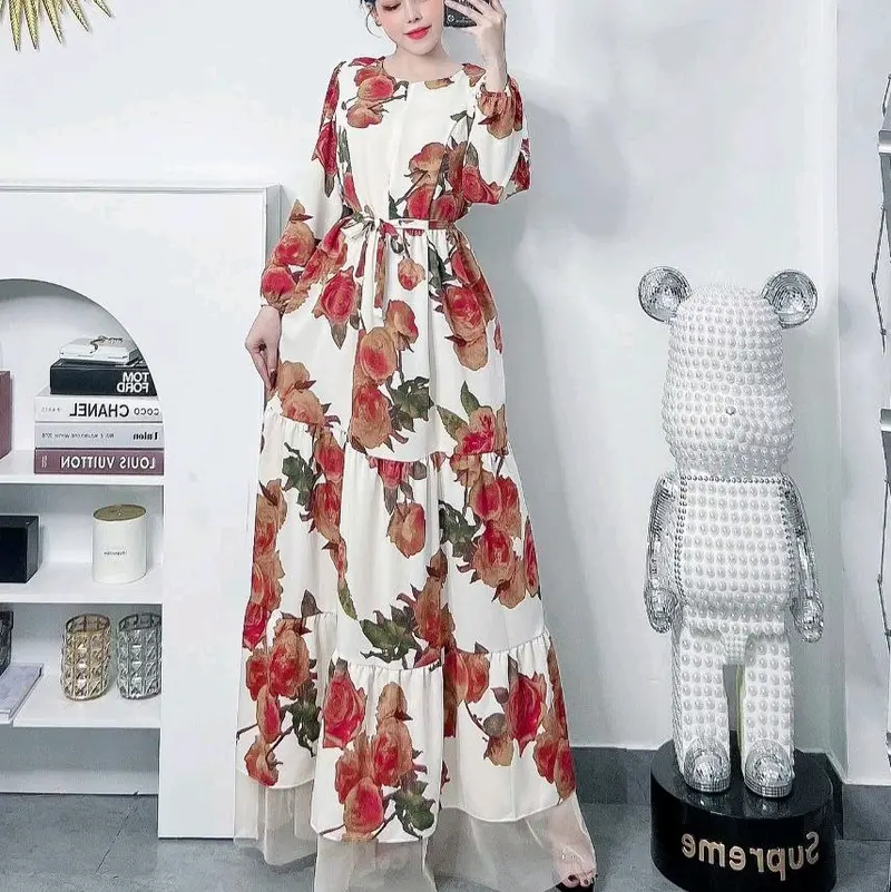 long blue dress wedding guest Dusty Blue Ruffle Midi Dress - Wedding Guest Dress main image 0