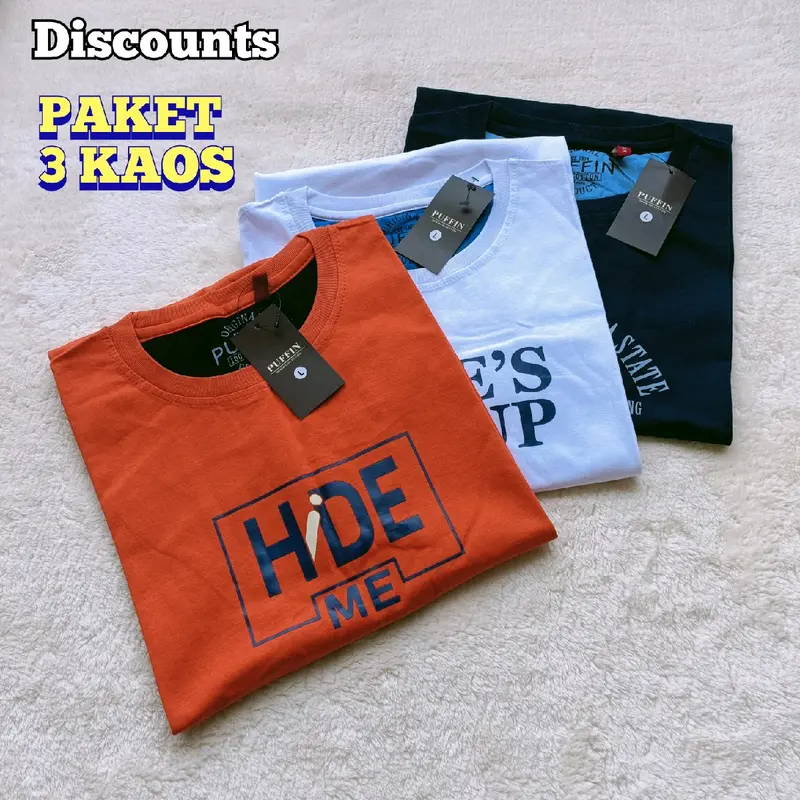 paket 3 kaos anak tanggung / kaos puffin & cosine / baju anak laki laki terbaru / bahan tebal motif fashion 6