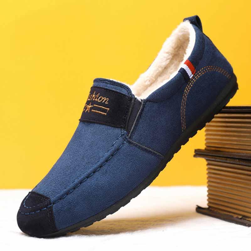 Giày Lười Giữ Nhiệt Lót Lông Cừu Cho Nam, Giày Đi Bộ Thường Ngày Hợp Thời Trang, Giày Đế Bằng Ngoài Trời Màu Trắng, Giải Trí