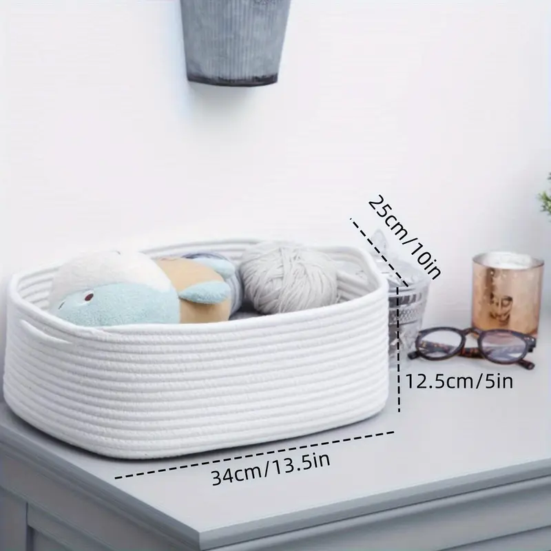 Woven Storage Basket, 1 Count Round Storage Basket with Handle, Durable Cosmetic Basket, Snack Basket, Home Organizer for Bathroom, Bedroom, Living Room, Balcony 1