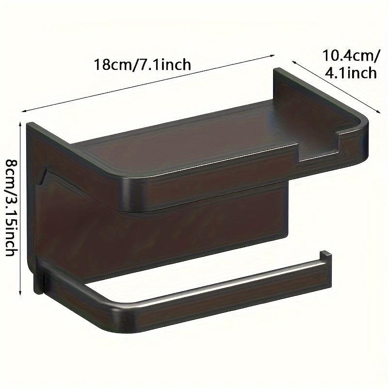 Product Introduction of Punch-free Plastic Toilet Paper Holder, 1 Count Wall Mounted Tissue Roll Dispenser with Phone Shelf, Bathroom Tissue Roll Holder for Home 12