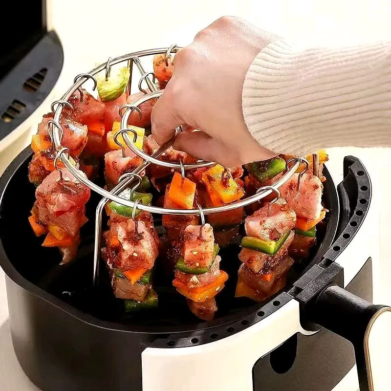 Giá inox 24 xiên đặc biệt cho nồi chiên không dầu hình tròn dọc bằng thép không gỉ