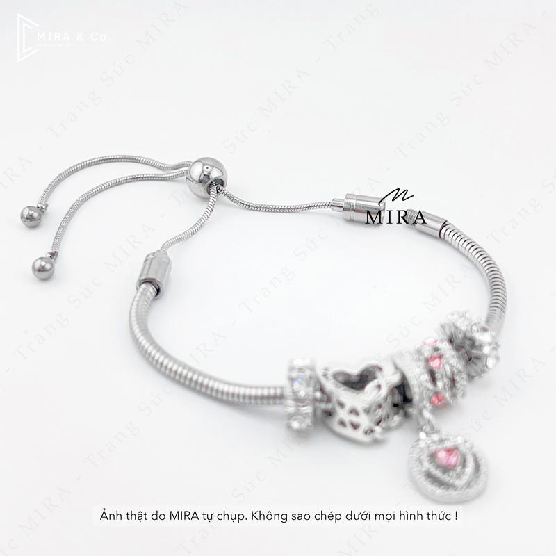 Product Introduction of Lắc Tay PanDo LACTAY01 Charm Đá Tim Hồng Phụ Kiện Đủ Loại Vòng Tay TiTan Charm Xi Bạc MIRA STORE 18