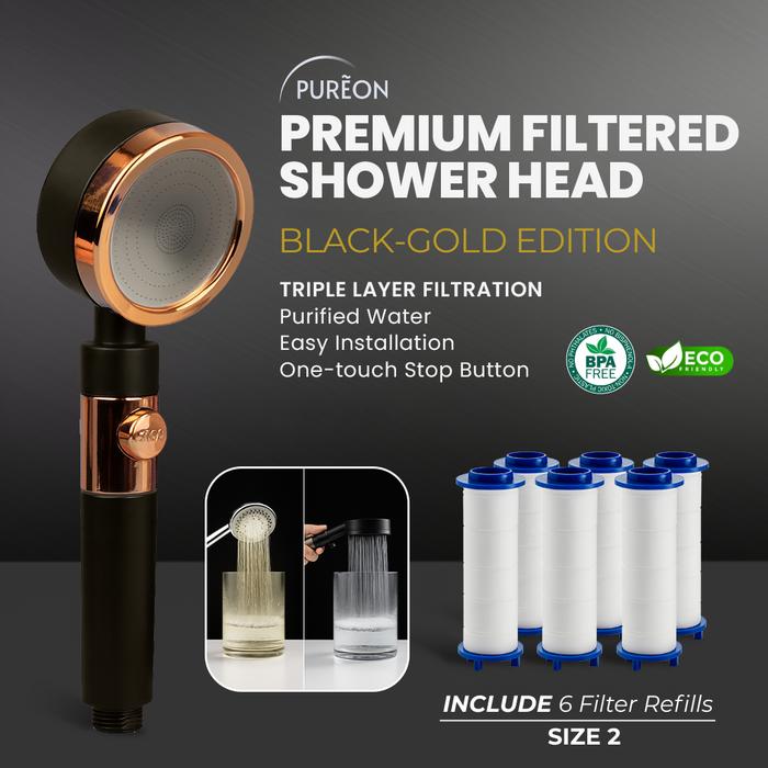 Jual [ Free 1+6 Refills ] PUREON Premium Filtered Shower Head 3 Mode ...