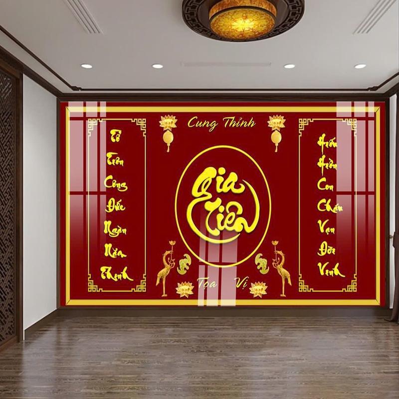 Tranh Dán Tường Phòng Thờ, loại tranh dán tường cao cấp tỉ lệ 3:4, chất liệu in lụa 3D