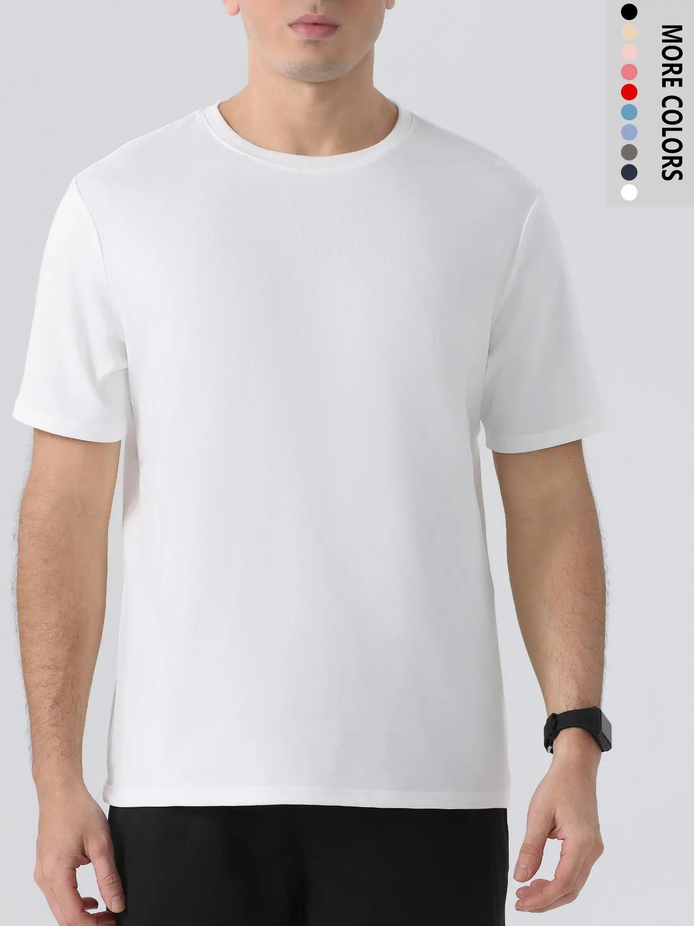 Men's Regular Fit Solid Round Neck Short Sleeve Tee Summer Clothes, Plain Crew Neck T-shirt for Men, Casual Comfy Knitting Mens Tracksuit Top for Summer Travel
