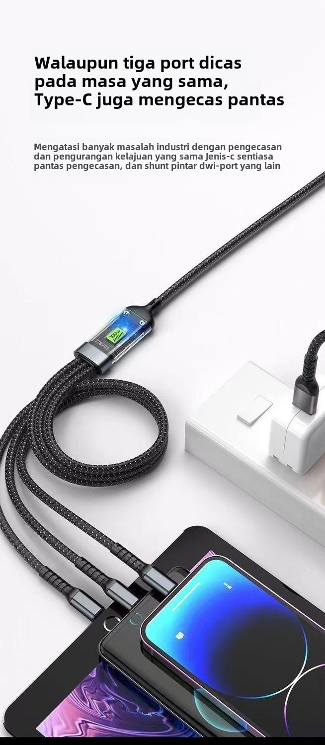 Product Introduction of [COD]Super 100W 3 in 1 Type-C Charging Cable for Huawei Oppo Vivo Charge - Phone 5