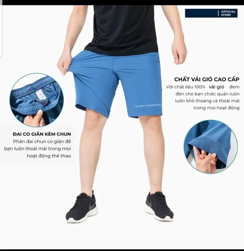 Combo 4 quần short nam , quần lửng , quần đùi chất liệu gió lụa co dãn thoáng mát có dây rút Có Túi Menswear quầnkhôngnước 1
