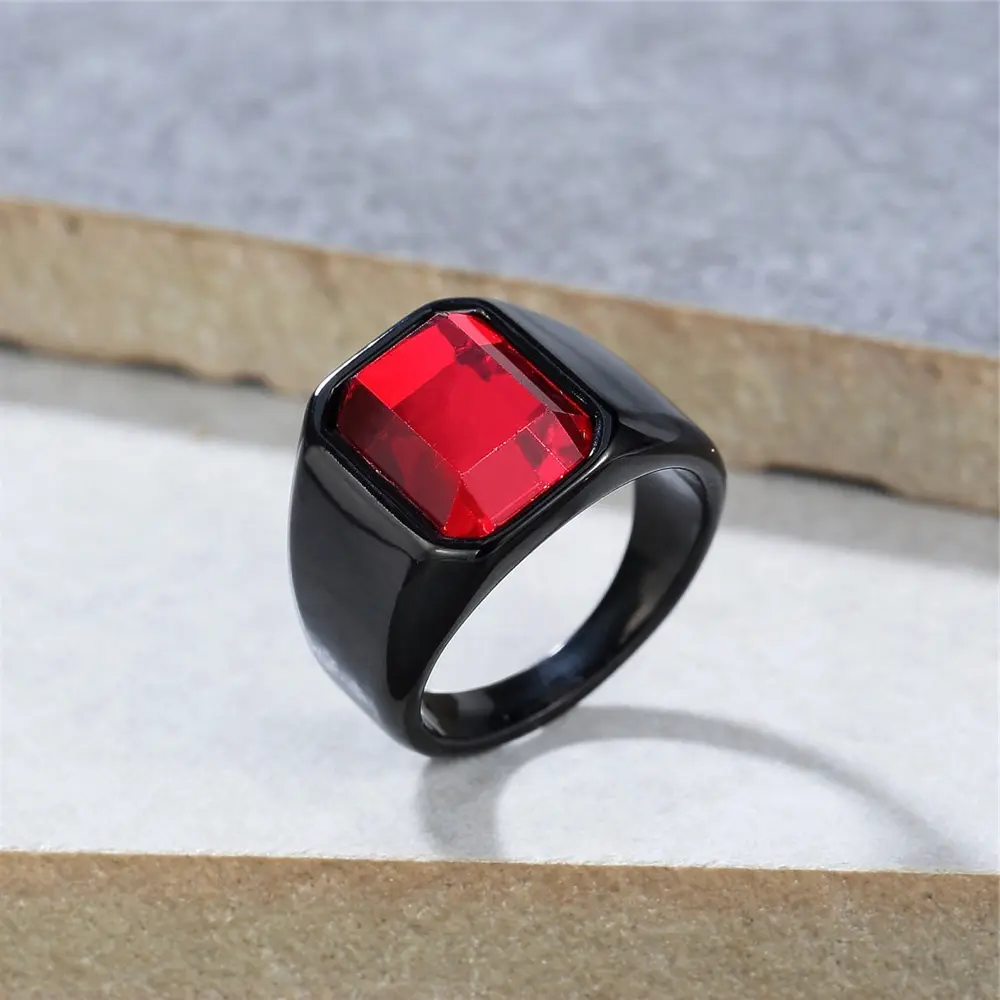Simple Fashion Retro Square Men'S Ring Trend Personality Versatile Geometric Index Finger Ring