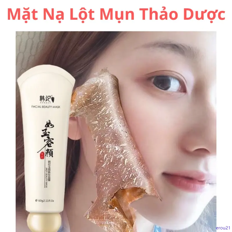 erou21 Mặt Nạ Lột Mụn Trắng Da Làm Sạch Mụn Đầu Đen Mụn Cám Kiềm Dầu Dưỡng Ẩm Da Tuýp 60g