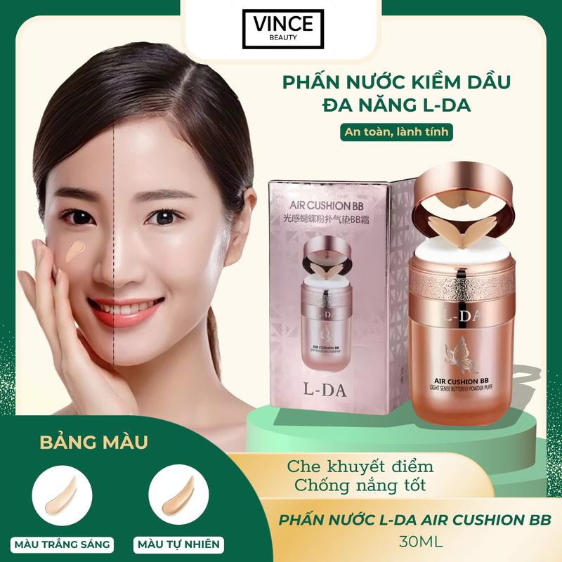   TẶNG BÔNG MÚT  Phấn Nước Air Cushion BB Cream Hỗ Trợ Che Khuyết Điểm Chống Nước Chống Mồ Hôi Lâu Trôi L-DA 30ml 