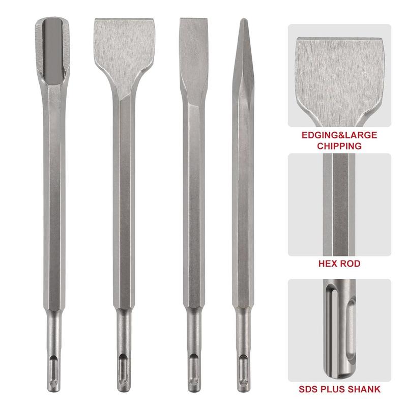 Product Introduction of Hammer Drill Bit Set with Storage Case, 17pcs/set SDS Carbide-tipped Masonry Drill Bits & Chisels for Concrete, Stone, Brick 4