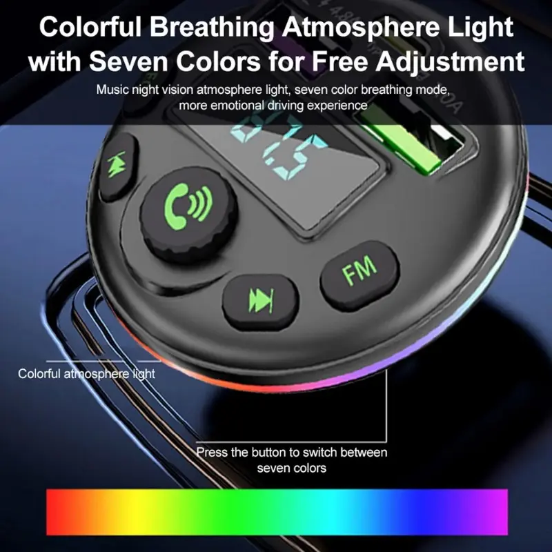 Bộ phát Bluetooth trên ô tô, Đa chức năng, Bluetooth 5.0 + Bộ phát FM + Sạc nhanh 3 trong 1, Bộ Chuyển Đổi bộ thu âm thanh, Tương thích với các thiết bị thông minh Phụ Kiện 2