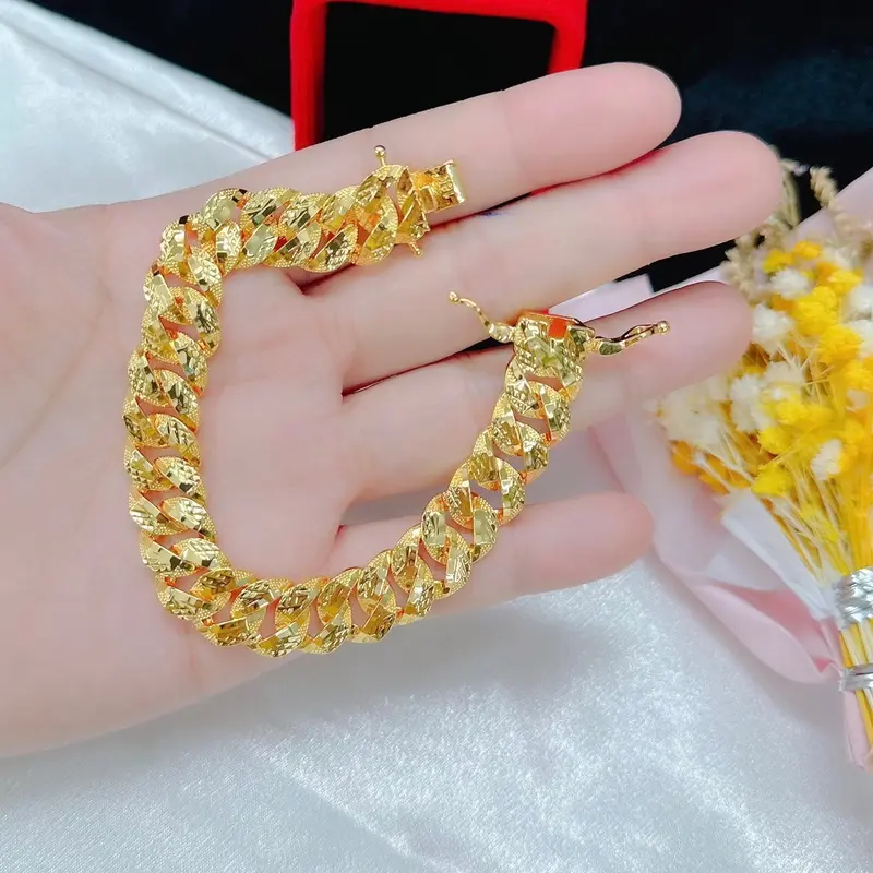Lắc tay xích nam nữ khoá hộp dập 18k cao cấp 1