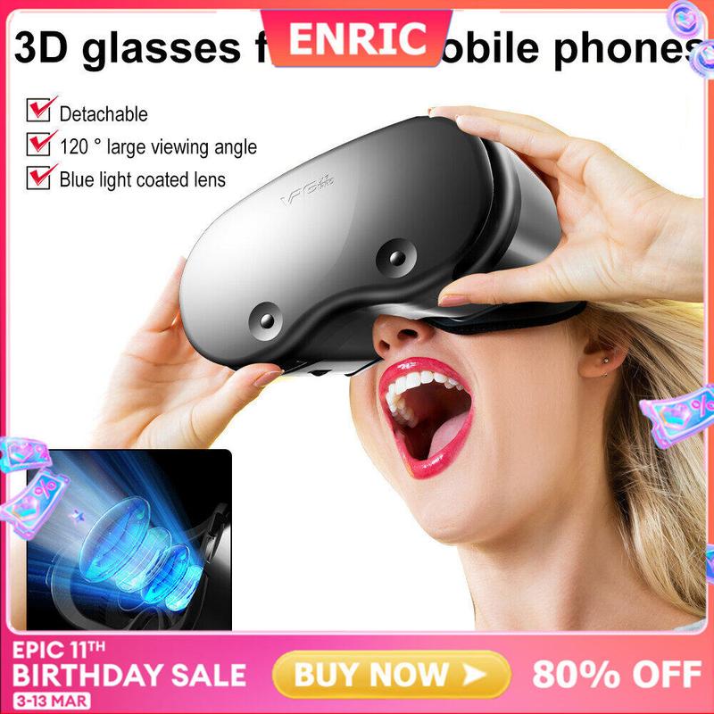 Kính thực tế ảo ENRIC 3D VR Box HD 5~7 inch, tai nghe thực tế ảo cho phim và…