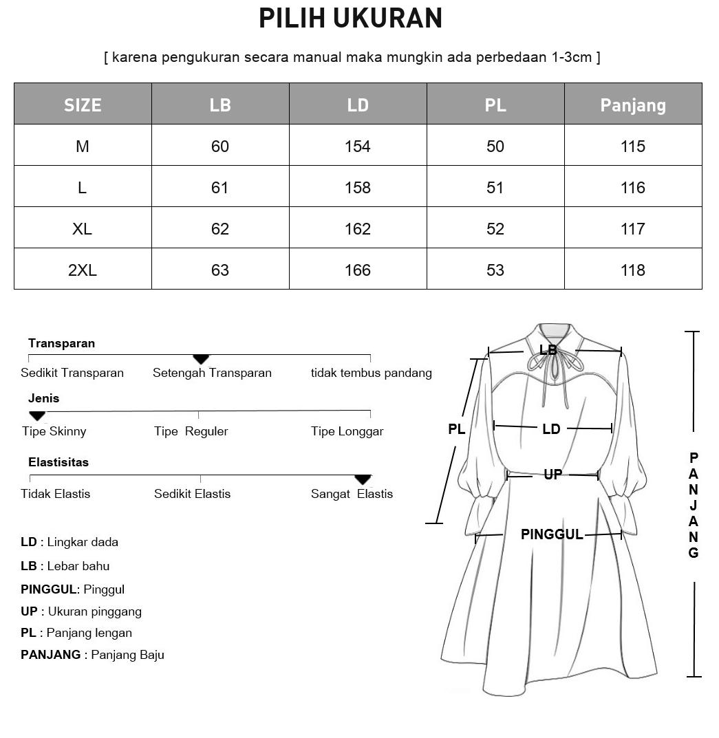 CHICMORE Gaun longgar lengan panjang dengan rok midi dan gaya anggun