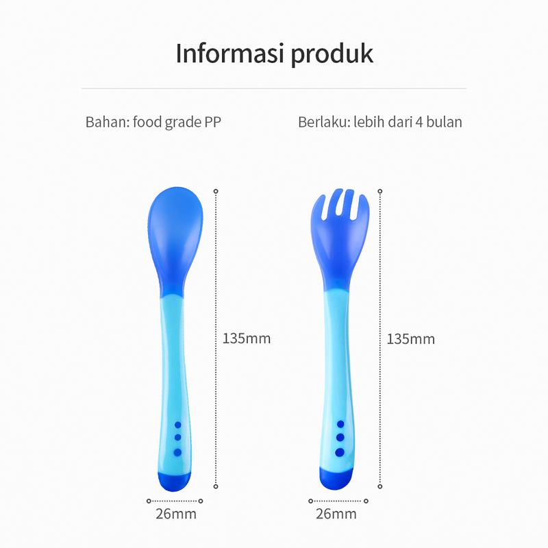 Product Introduction of BAMBINO alat makan bayi mpasi Sendok temperature change color dan garpu makan bayi Merah 17