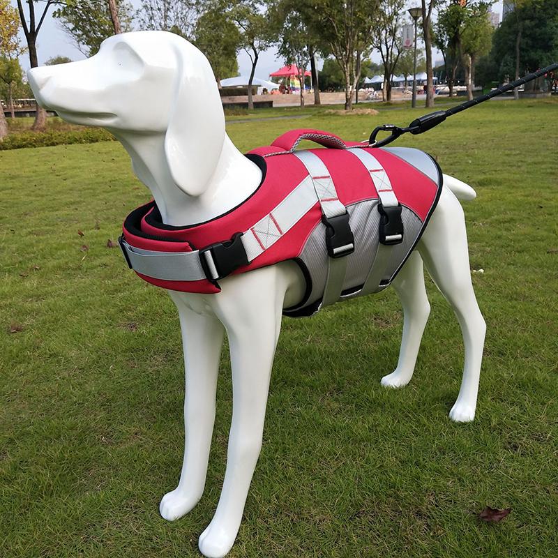 Product Introduction of Dog Life Jacket Pet Safety Rescue Swimsuit Dog Surfing Swimming Clothes Summer Vacation Oxford Breathable Bulldog Safety Clothes 22