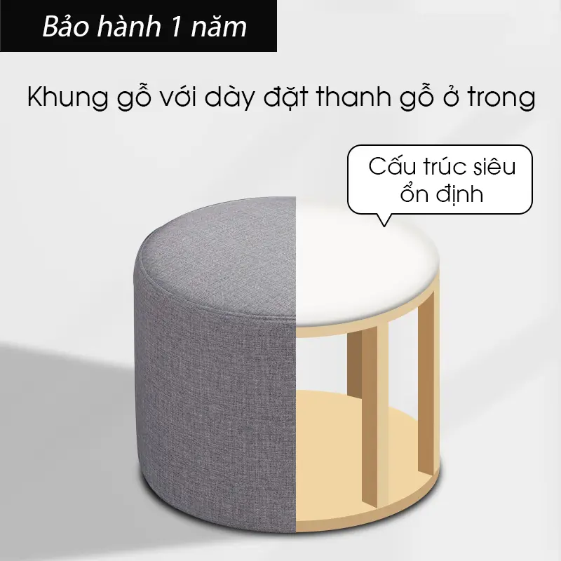 Ghế Đôn Sofa TRÒN FOREVER 84, Ghế Bàn Trang Điểm MÀU NÂU 30x30x30CM - Bọc Mút Dày Dặn - ĐỔI TRẢ TRONG VÒNG 3 NGÀY 6