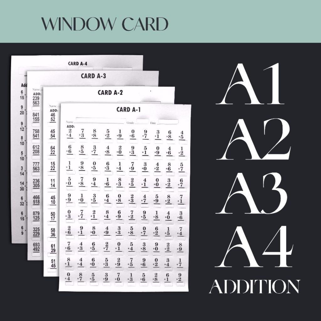 Complete Set Window Card M2 D2 A2 S2 Level-2 Math Test Reusable Durable ...