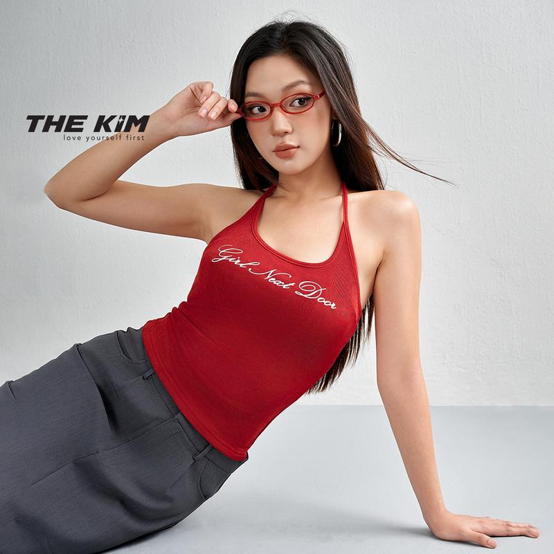    XẢ HÀNG   THEKIM Áo yếm buộc dây cổ GIRL NEXT DOOR  áo cổ yếm vải ánh nhũ T268 