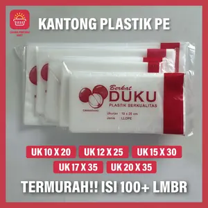 PLASTIK PE KANTONG GULA PLASTIK ES BATU KANTONG MINYAK MEREK DUKU TEBAL uk 10x22 12x25 15x30 17x35 20x35 tidak bocor