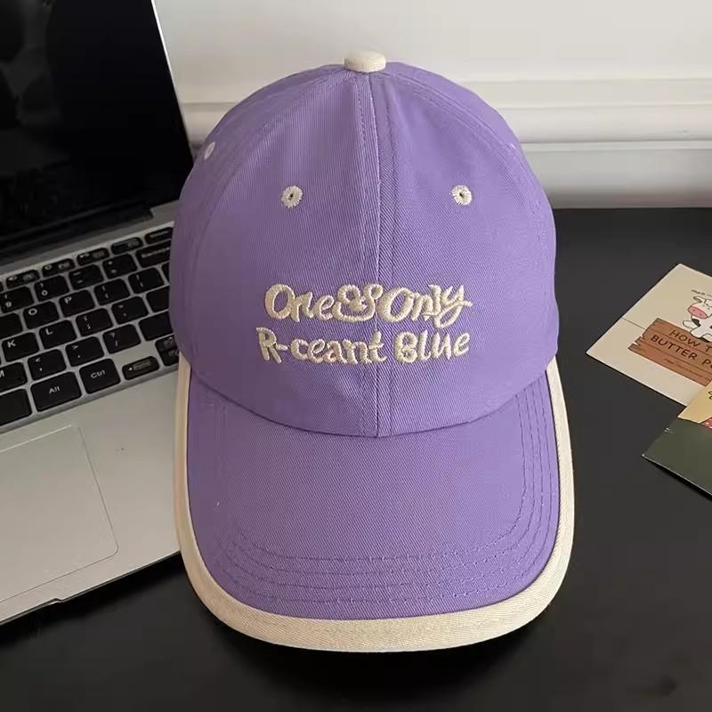 Colorblock Soft Top Hip-Hop Baseball Cap, Unisex Korean-Style 3D Letter Embroidery, Wide Brim Duckbill Hat, Face-Slimming Design 3