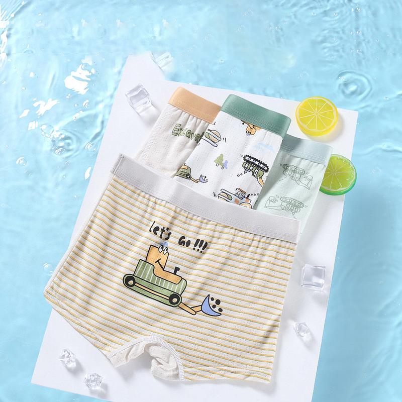 Quần Lót Lụa Dễ Thương, Dành Cho Bé Trai, 4 Cái Mỗi 1 Lô, Quần Đùi Hoạt Hình, Thích Hợp Cho Bé Trai Và Trẻ Em, Đồ Lót Mỏng Mùa Hè, Đồ Lót In Hình Khủng Long 1