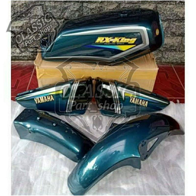 Tangki Rx 100 promo TANGKI RX KING FULL SET HIJAU BOTOL HITAM DAN SILVER SET STRIPING ...