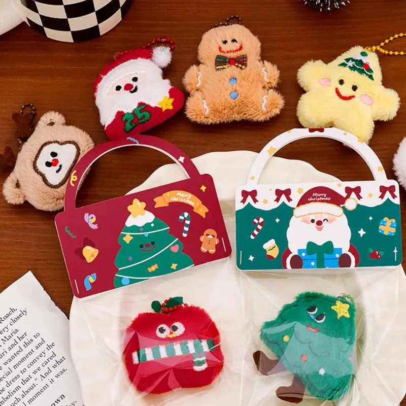 Christmas Plush Ornament Cute Santa Claus Snowman Stars Keychain