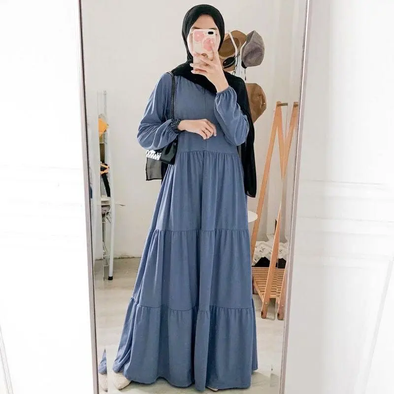 GAMIS JUMBO GAMIS SUSUN maxi dress M L XXL bahan rayon premium Polos muslim Wanita cod 5