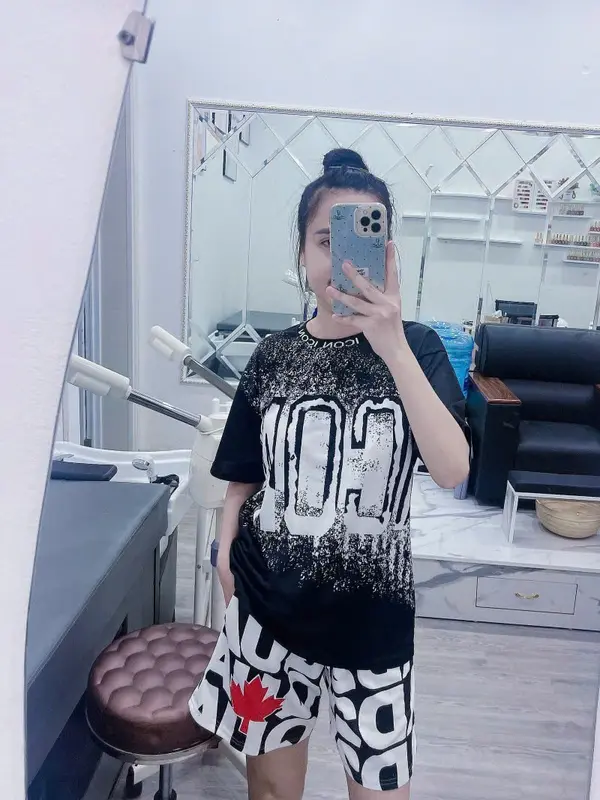 ĐỒ BỘ CỘC TAY NAN NỮ IN CHỮ ION VẨY SƠN HOTTREN.CHẤT VẢI DÀY DẶN THOÁNG MÁT 3
