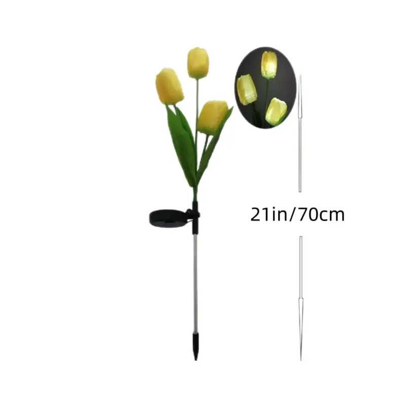 Solar Powered Tulip Design Garden Light, 1 Count Outdoor Lawn Lamp, Ground Stake Light, Decorative Garden Light for Outdoor Yard Lawn Decoration 1