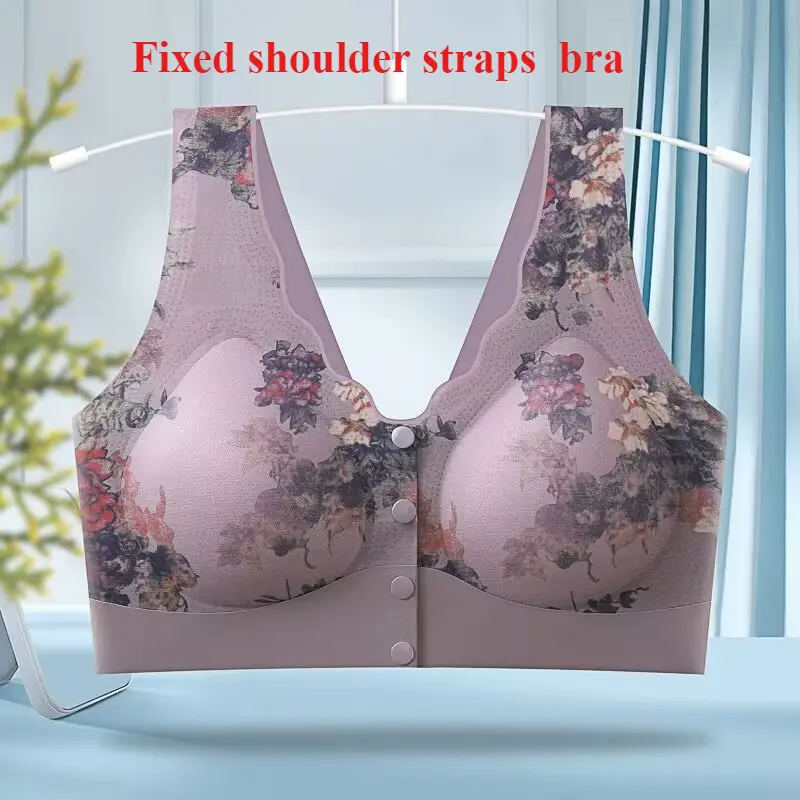 Đồ Lót Lụa Lạnh Không Đường May, Dành Cho Nữ, Áo Ngực Nút Hở Trước, Tập Hợp Và Hỗ Trợ, Chống Chảy Xệ, Đồ Lót Vest Làm Đẹp Bra Women a o áo  giữ Màu Đen
