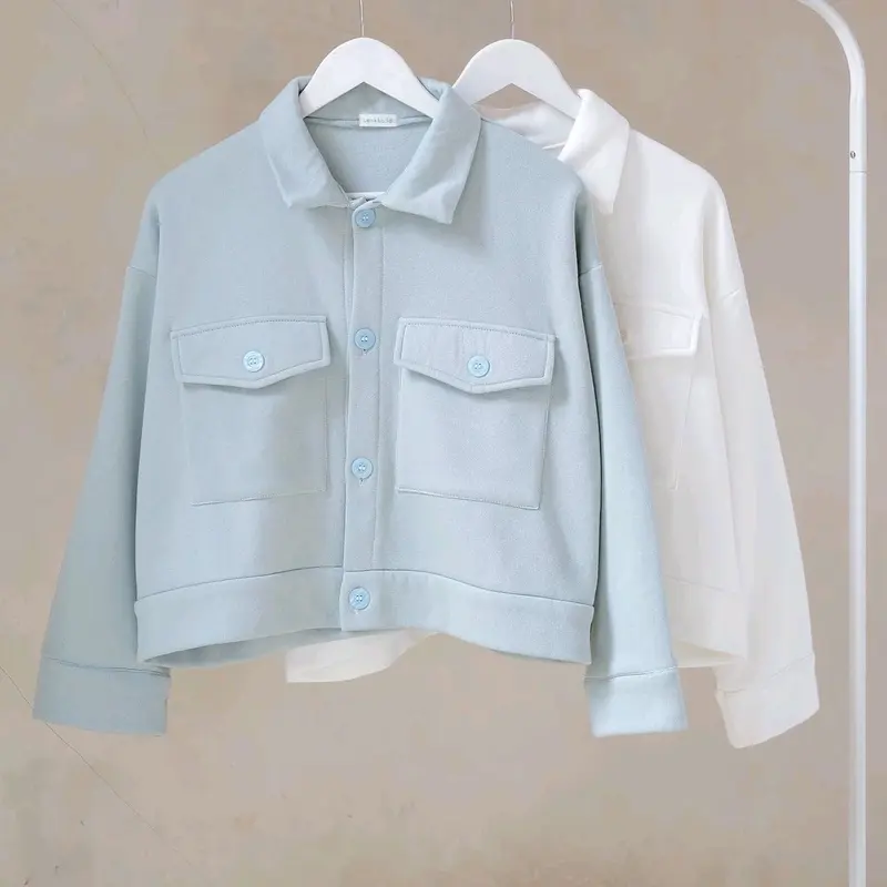 jaket wanita olin button gaya casual korea Outer Lengan Panjang 0