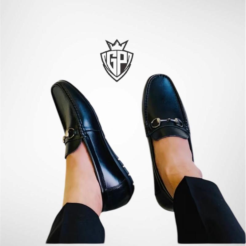 Mc01 - Giày Mọi Nam Da Bò, Giày Lười Nam Moccsins Màu Đen Shoes 4