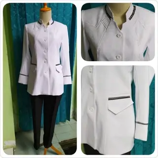ATASAN SAJA BLAZER SERAGAM DINAS KANTOR PNS Poliester List Hitam 210