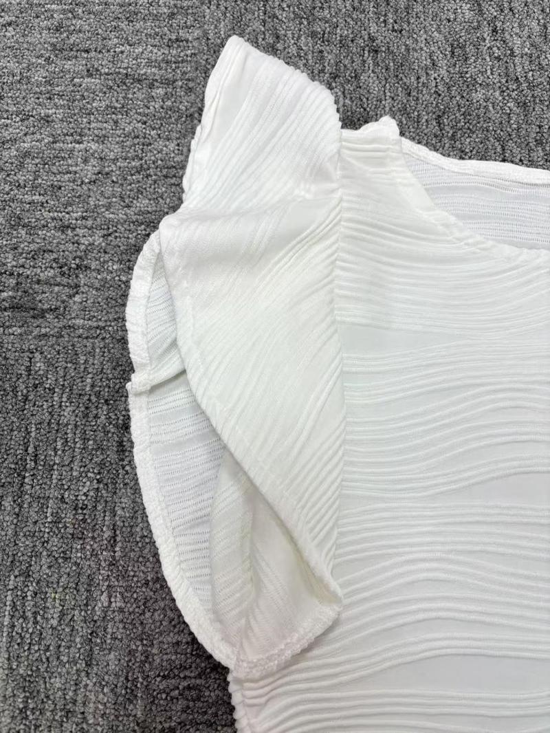 Product Introduction of Women's Plain Butterfly Sleeve Tee, Casual Cap Sleeve Round Neck Top for Summer, Women's Top for Daily Wear 8
