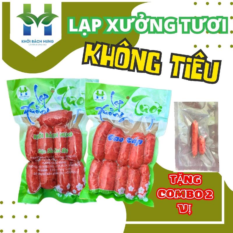 1 kg Lạp xưởng tươi không tiêu - truyền thống cao cấp-Đặc sản CAI LẬY vị mặn ngọt(Tặng gói nhỏ 2 vị lạp tôm và lạp heo khô). [Khởi Bách Hưng]