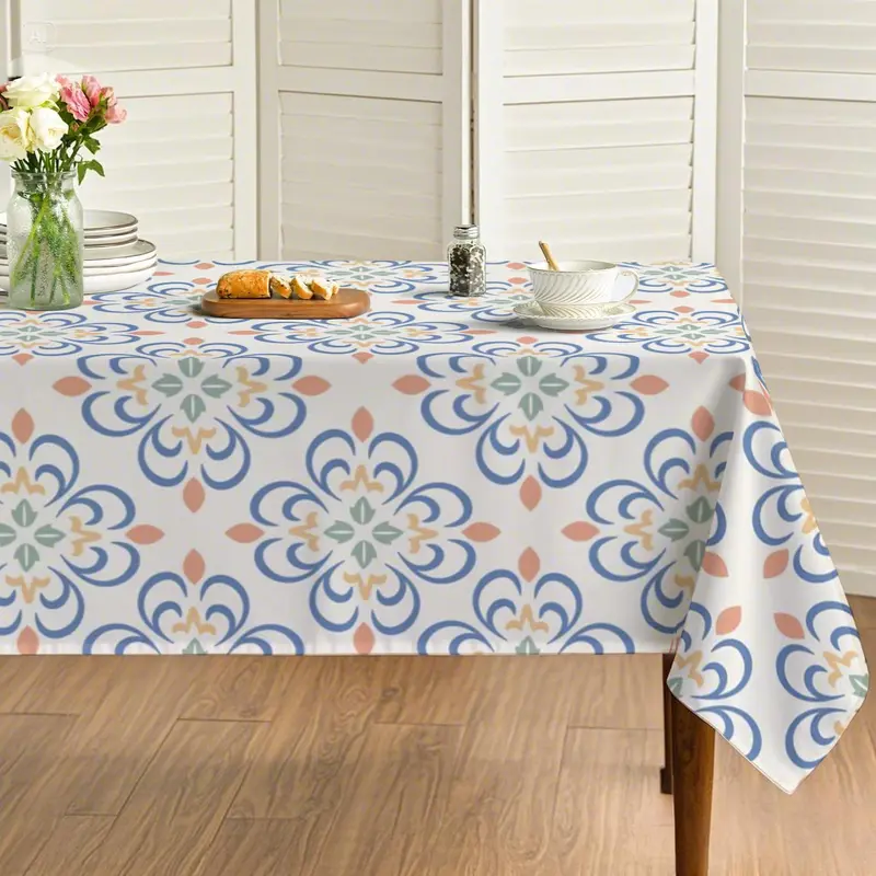Floral Pattern Tablecloth, Rectangular Tablecloth, Table Cover for Home Kitchen Dining Room, Table Decorations for Outdoor Camping 4