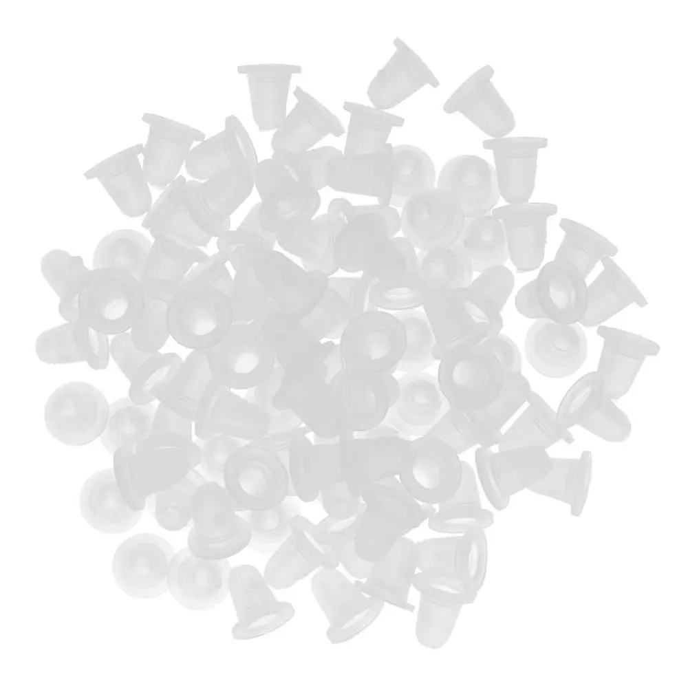 100Pcs Large/Small   Cups Silicone Caps Pots Pigment Holder Clear