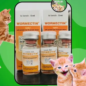 Wormectin 2ml dan 5ml obat hewan anti jamur cacing parasit kucing