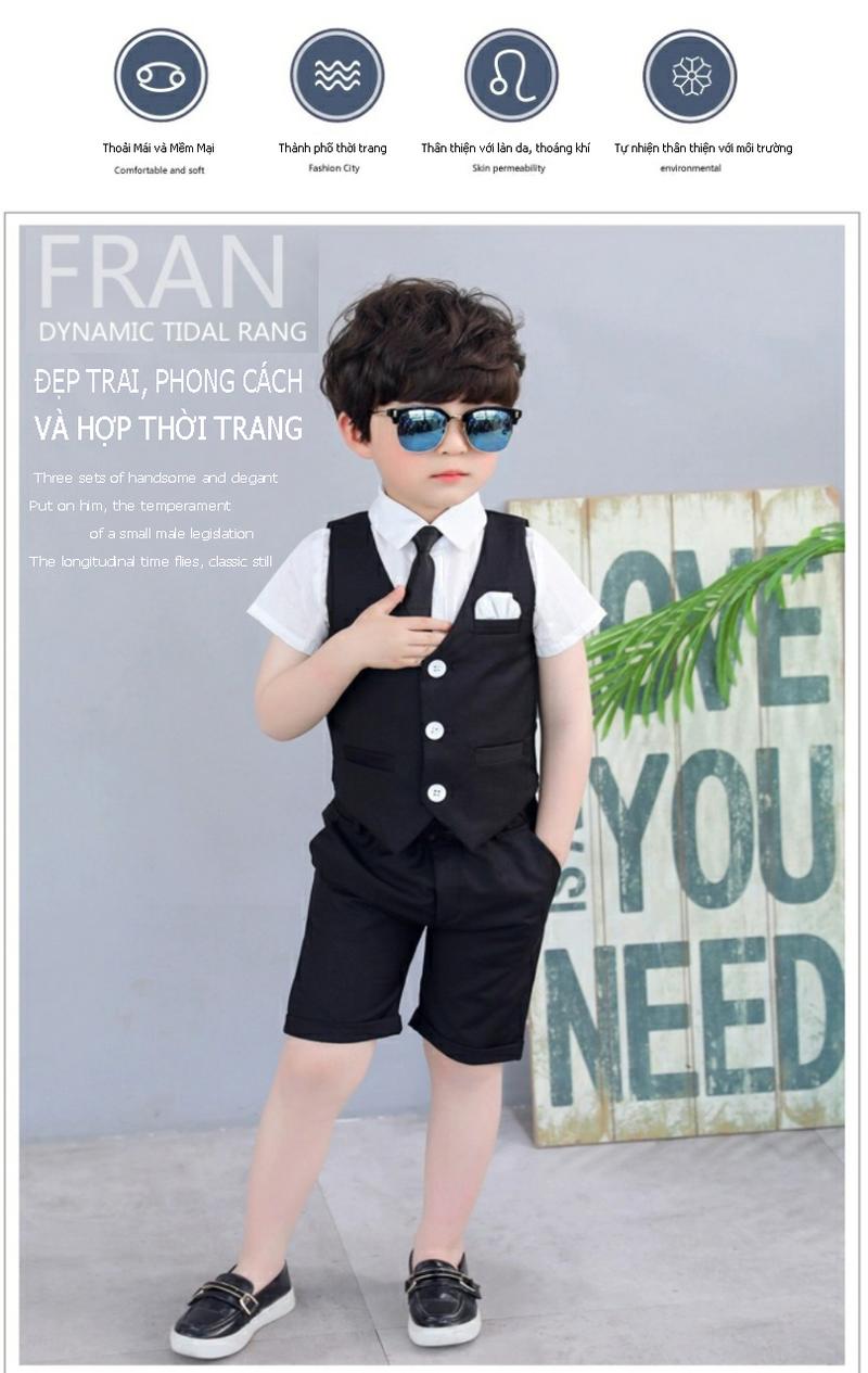 Product Introduction of Vest Bé Trai Mùa Hè, Vest Trẻ Em, Gi Lê Ba Mảnh, Phù Hợp Sinh Nhật, Đi Tiệc - Màu Đen 2